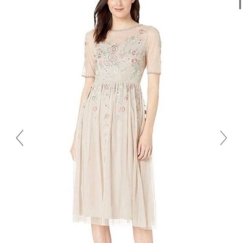 Adrianna Papell Blush Floral Midi Dress